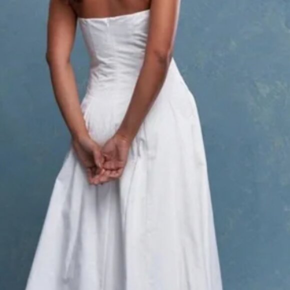 Corset Bust Pleated Strapless Bandeau Maxi Dress with Pockets - Picture 2 of 9